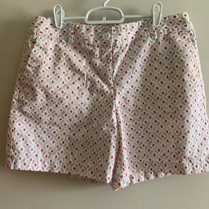 Pink, coral, and white patterned LOFT shorts